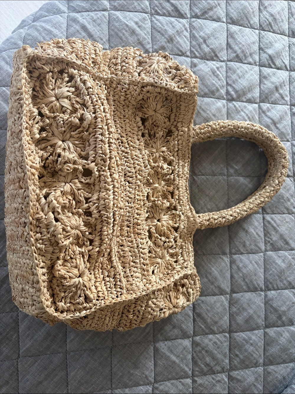 Handwoven Crochet Tote Bag in Natural Beige